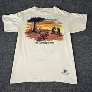 Vintage The Far Side Shirt Mens L Gray African Dawn Coffee Cartoon Humor USA 90s